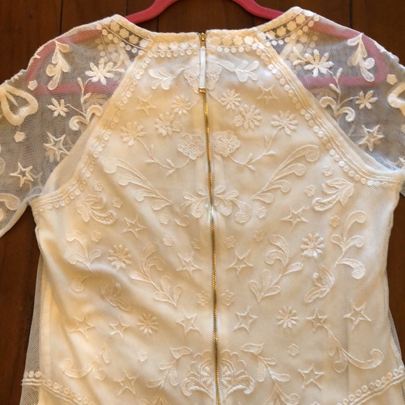 Juicy Couture Lace Dress Vintage Fully Embroidered Ivory Cream Crowns Sz 8 - Picture 10 of 12